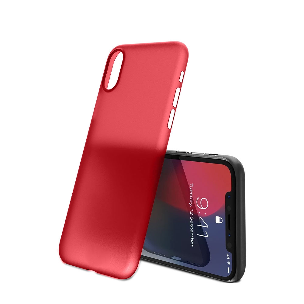 Image of Apfelkiste © - iPhone X Kunststoff Hülle Case Ultra Thin 0.45 mm - Rot / Transparent (Matt) bei Apfelkiste.ch