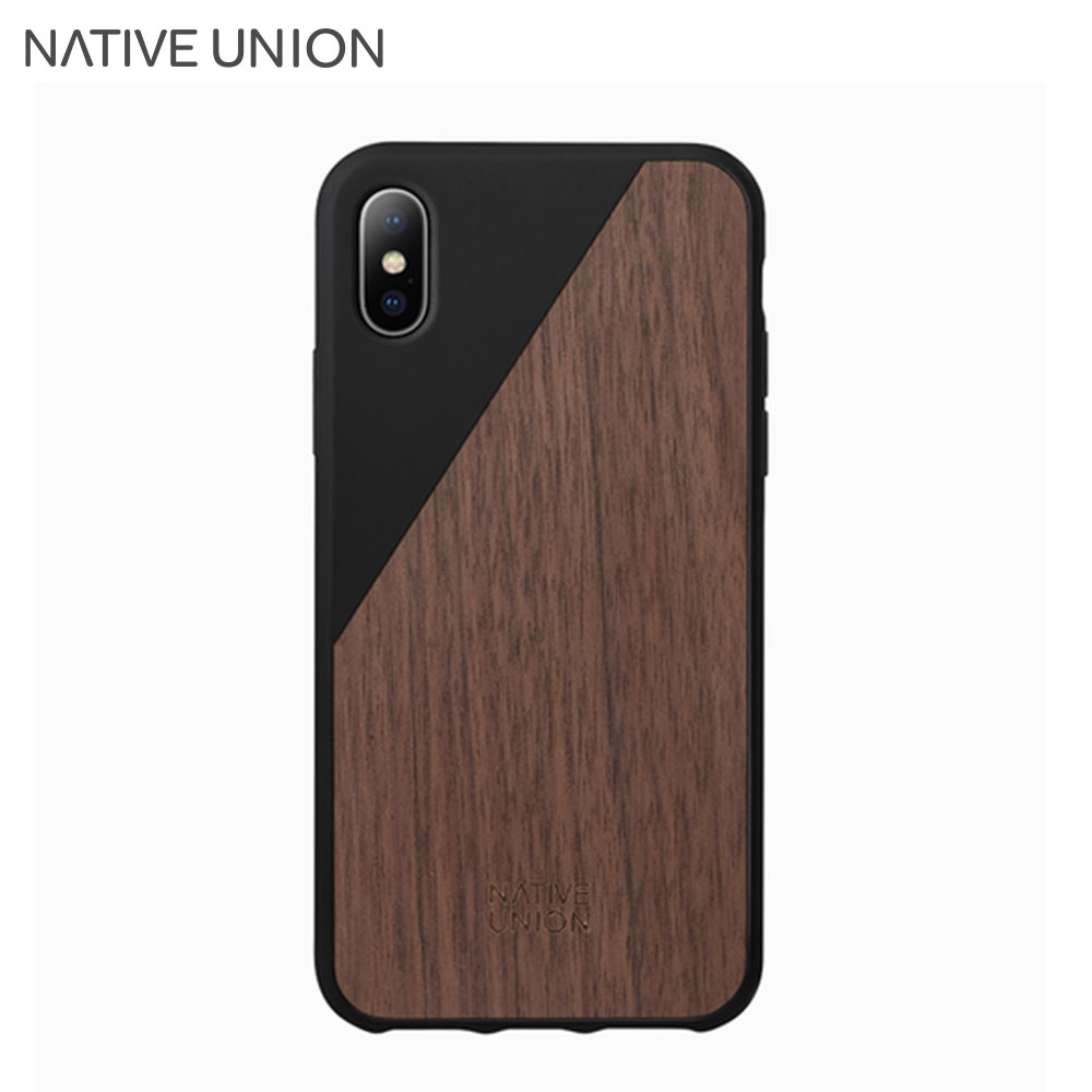 iPhone Xs / X Clic Wooden V2 Echt Holz Hardcase Hülle Walnuss (CLIC-BLK-WD-NP17) - Dunkelbraun / Schwarz