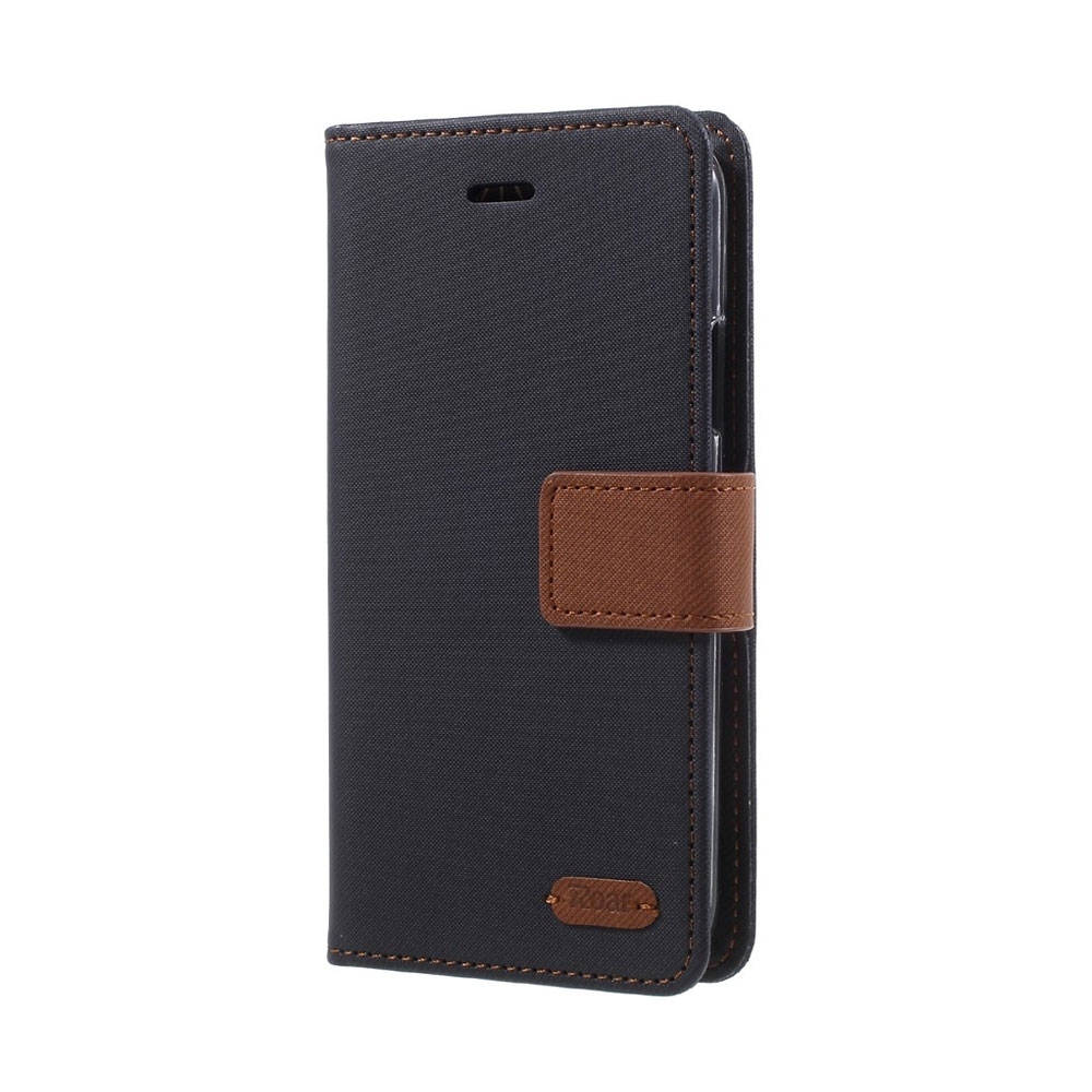 Image of iPhone Xs / X Stoff Tasche Karten Etui Wallet Case - Schwarz / Braun bei Apfelkiste.ch