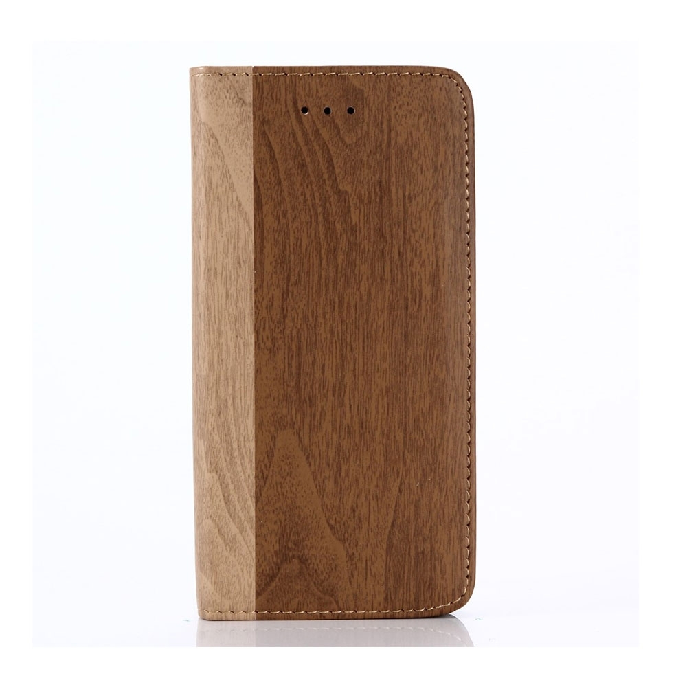 Image of iPhone Xs / X Leder Bookstyle Tasche im Holz Look - Braun bei Apfelkiste.ch