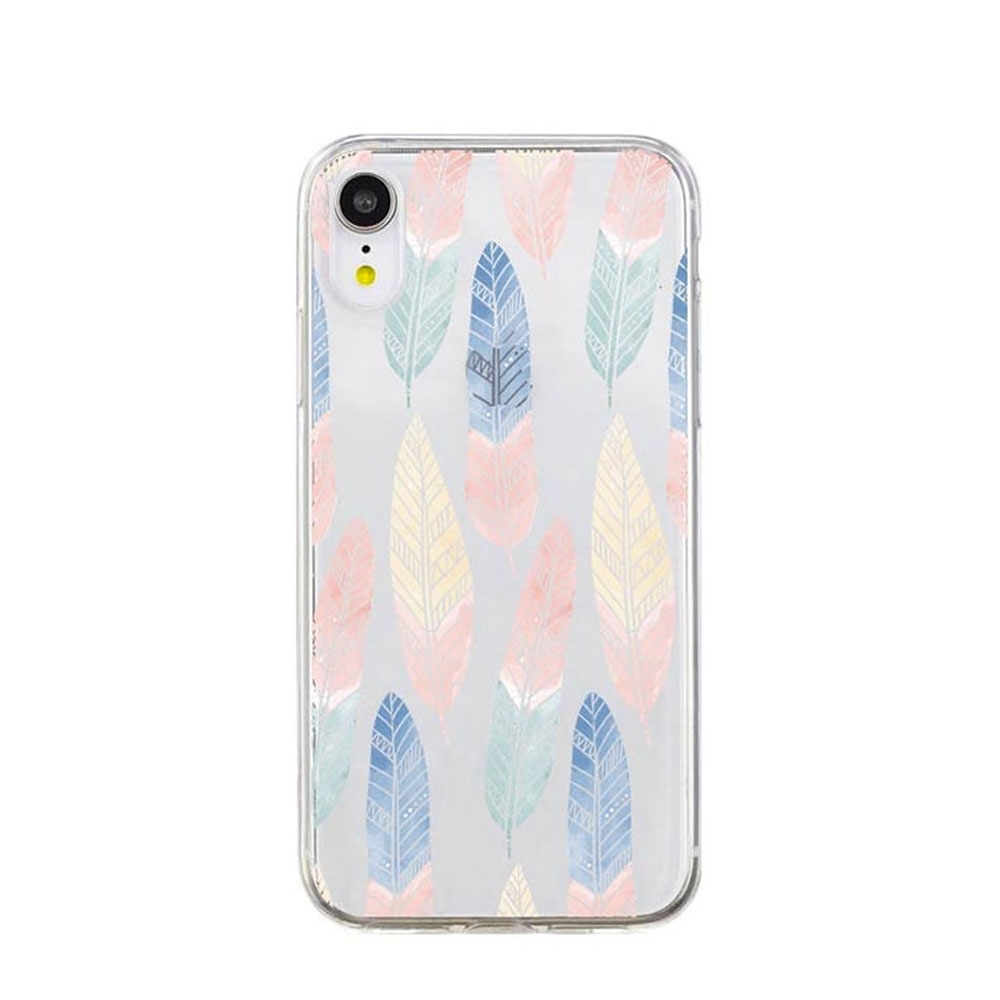 Image of Apfelkiste © - iPhone Xr Gummi Case Hülle Ultra Thin Bunte Federn - Transparent bei Apfelkiste.ch