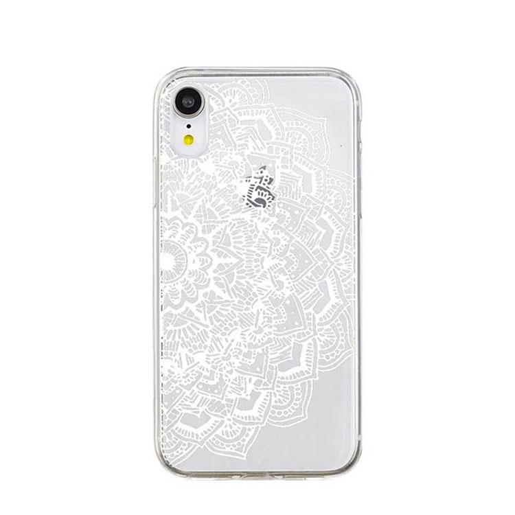 Image of Apfelkiste © - iPhone Xr Gummi Case Hülle Ultra Thin Henna Mandala - Transparent / Weiss bei Apfelkiste.ch