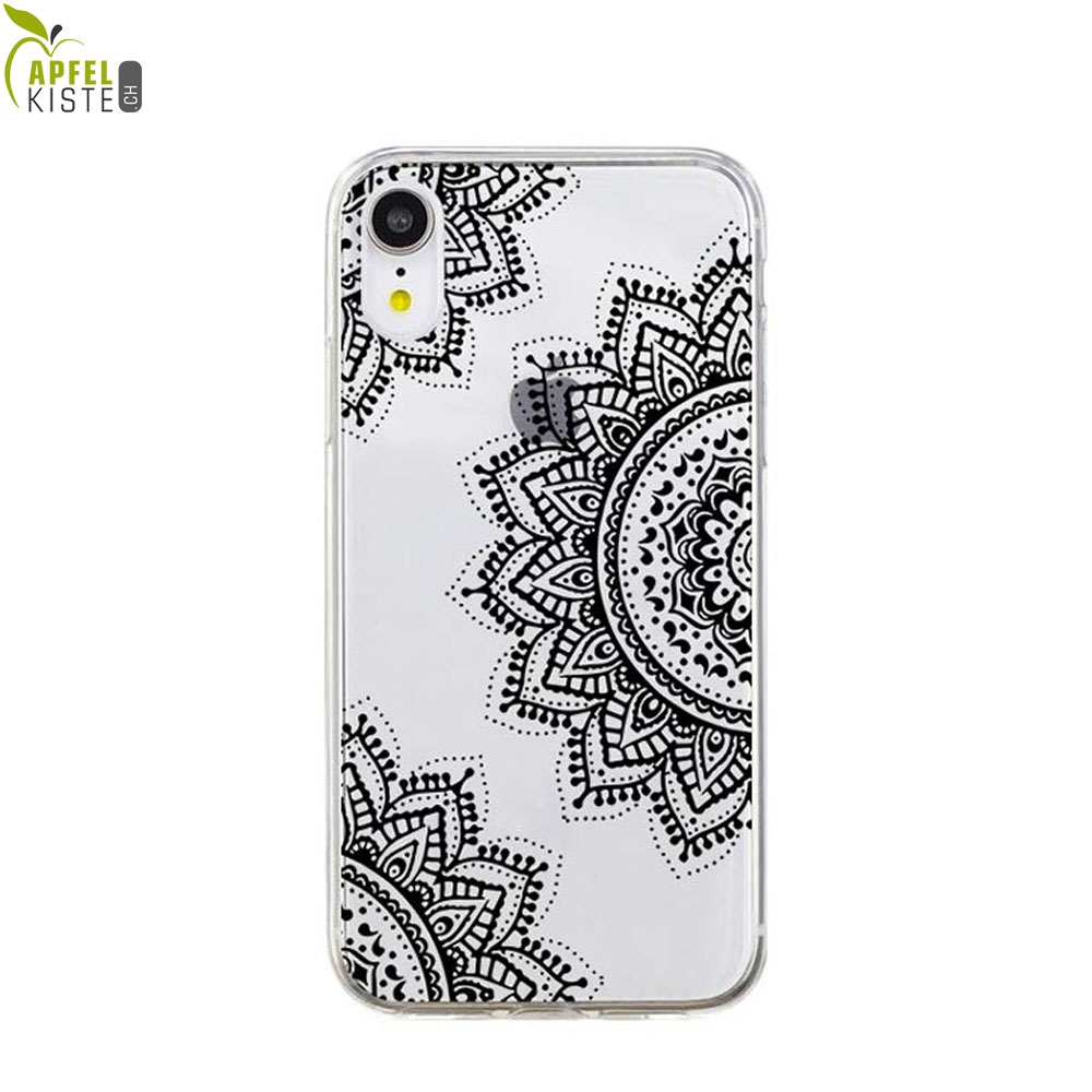 © - iPhone Xr Gummi Case Hülle Ultra Thin Henna Mandala - Transparent / Schwarz