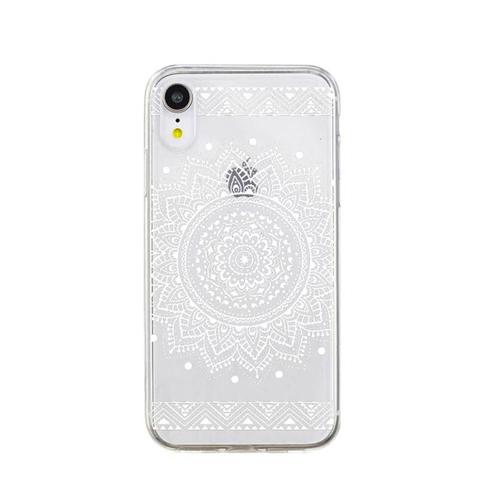 Image of Apfelkiste © - iPhone Xr Gummi Case Hülle Ultra Thin Mandala - Transparent / Weiss bei Apfelkiste.ch