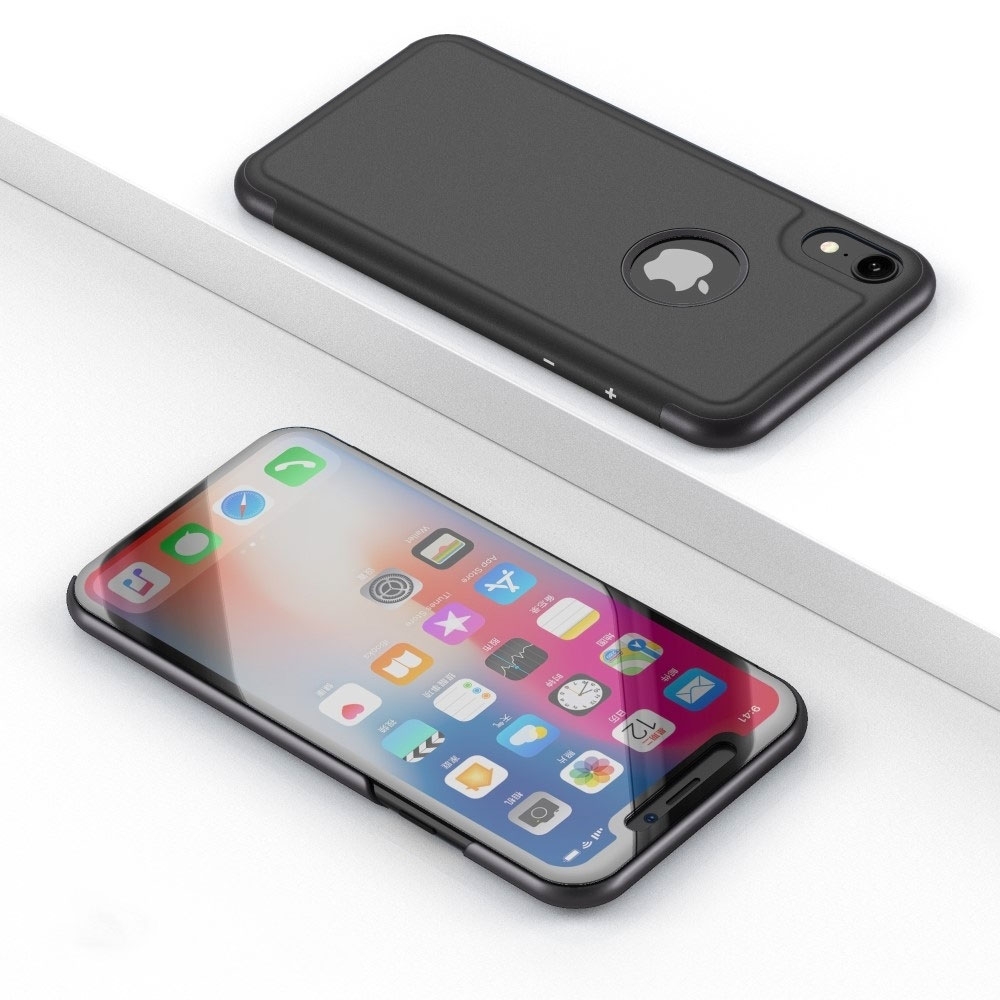 Image of iPhone Xr Clear View Cover Flipcase Hülle Spiegel Look - Schwarz bei Apfelkiste.ch