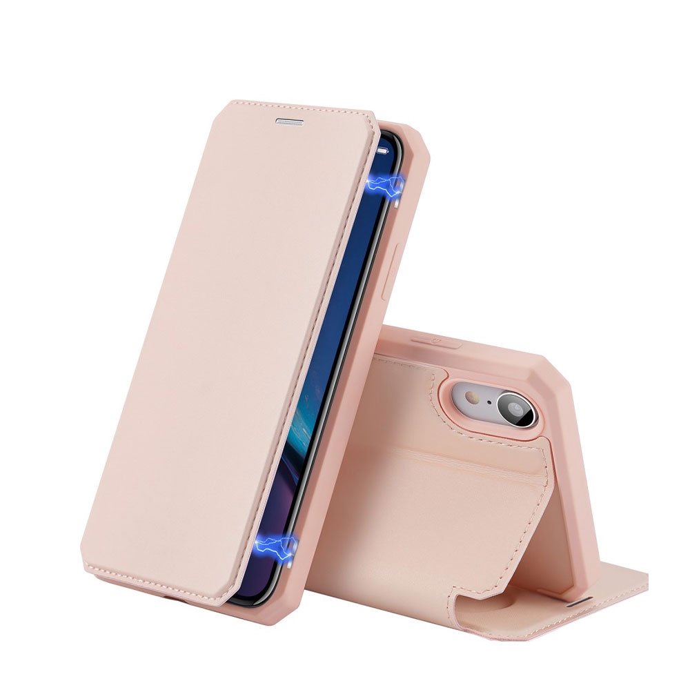 Image of Dux Ducis - iPhone Xr Magnet Flip Wallet Cover Leder Tasche - Rosa bei Apfelkiste.ch