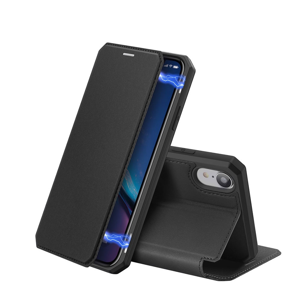 Image of Dux Ducis - iPhone Xr Magnet Flip Wallet Cover Leder Tasche - Schwarz bei Apfelkiste.ch