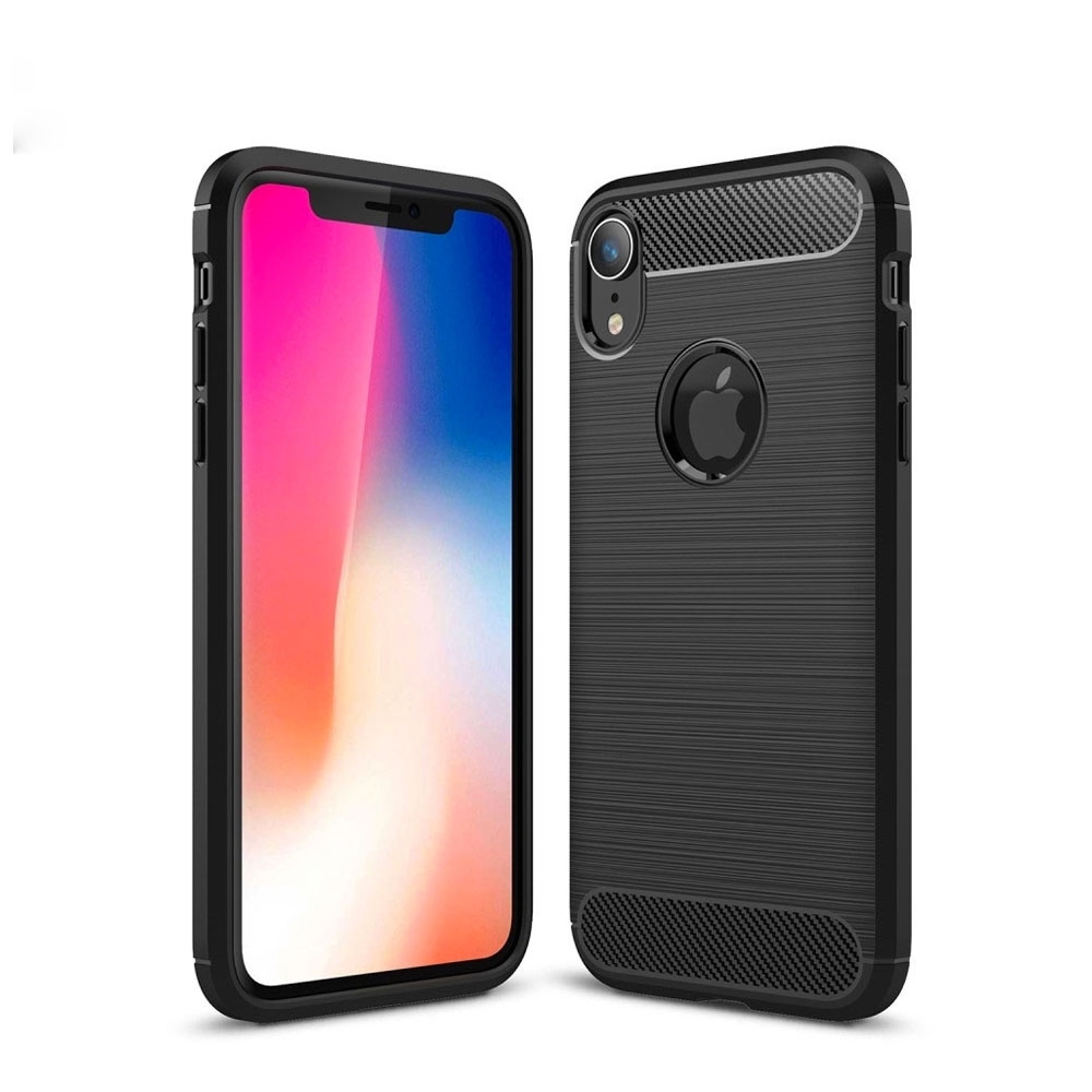 Image of iPhone Xr Gummi Case Schutzhülle im Carbon Look - Schwarz bei Apfelkiste.ch