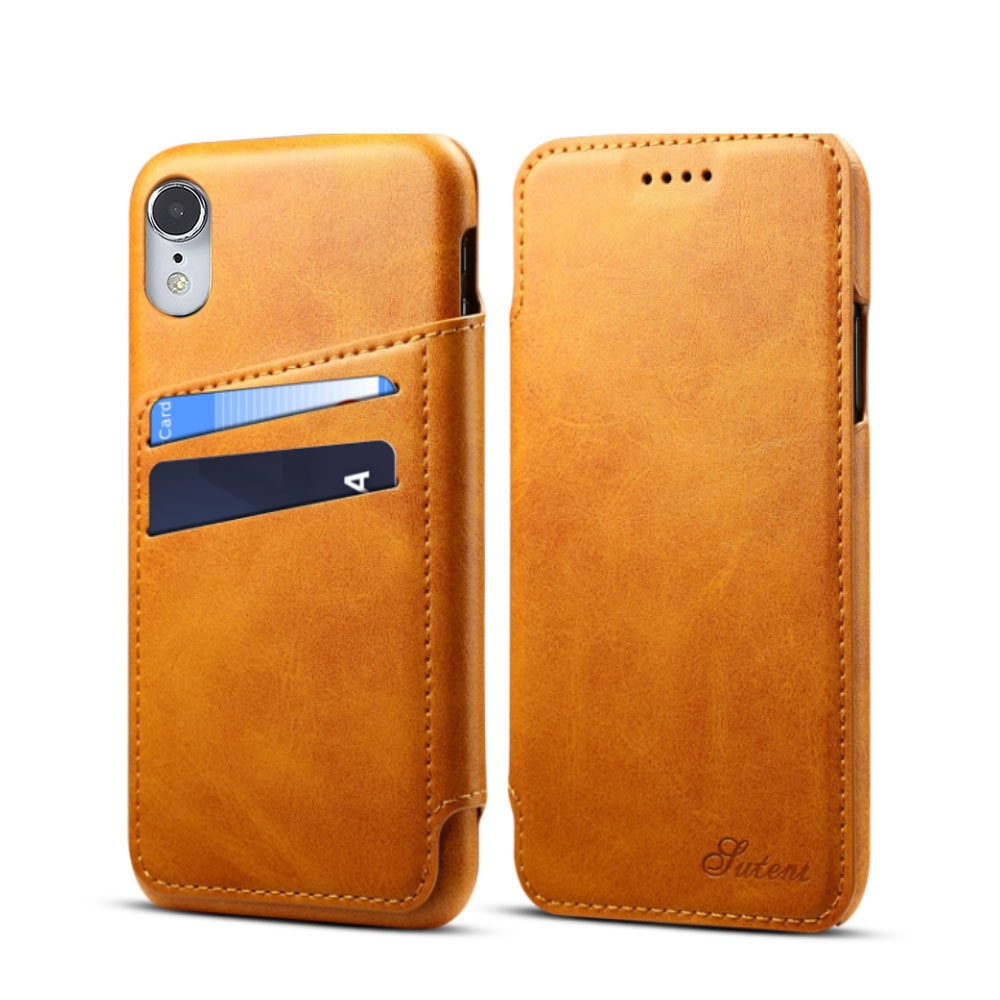 Image of iPhone Xr Leder Tasche Wallet Case (4 Kartenfächer) - Braun bei Apfelkiste.ch