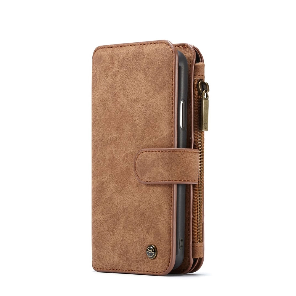 Image of Caseme - iPhone Xr Echtleder Tasche Brieftasche (Wallet) + Kartenetui + Magnet Leder Case - Hellbraun bei Apfelkiste.ch