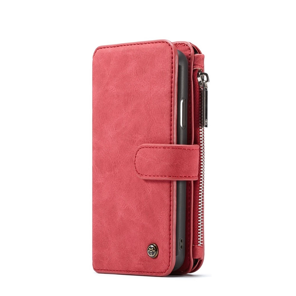 Image of Caseme - iPhone Xr Echtleder Tasche Brieftasche (Wallet) + Kartenetui + Magnet Leder Case - Rot bei Apfelkiste.ch