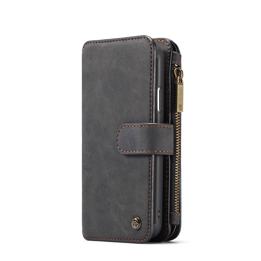 Image of Caseme - iPhone Xr Echtleder Tasche Brieftasche (Wallet) + Kartenetui + Magnet Leder Case - Schwarz bei Apfelkiste.ch