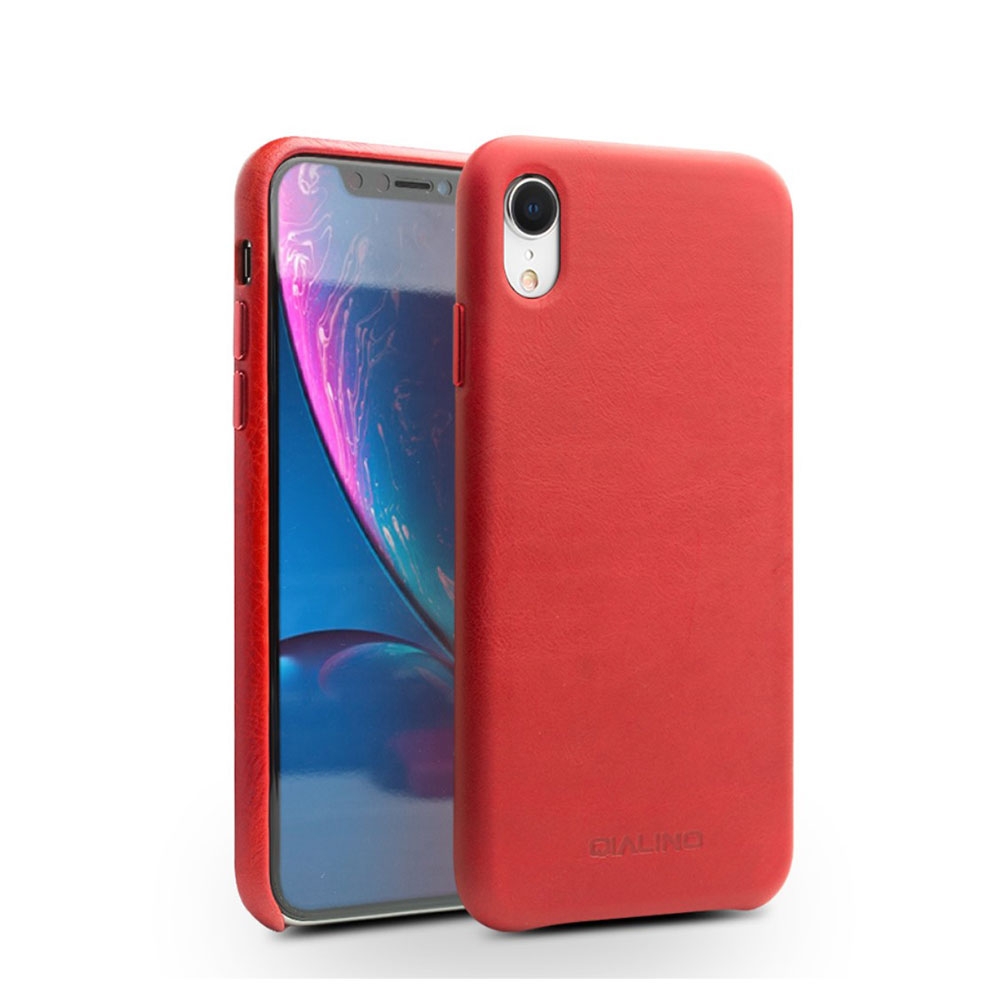 Image of Qialino - iPhone Xr Echtleder Hülle Back Case - Rot bei Apfelkiste.ch