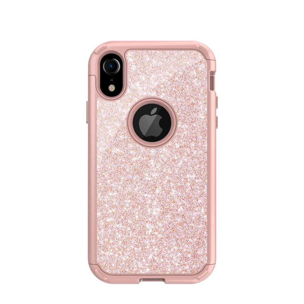 Image of iPhone Xr Schutzhülle Outdoor Hybrid Silikon Glitzer Hardcase Shock Proof - Rosa bei Apfelkiste.ch