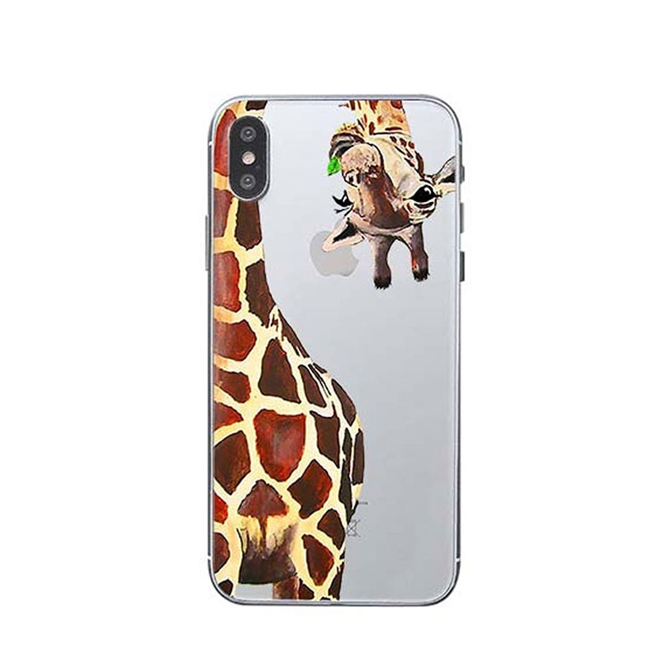 Image of Apfelkiste © - iPhone Xs / X Gummi Case Hülle Ultra Thin Lustige Giraffe - Transparent bei Apfelkiste.ch