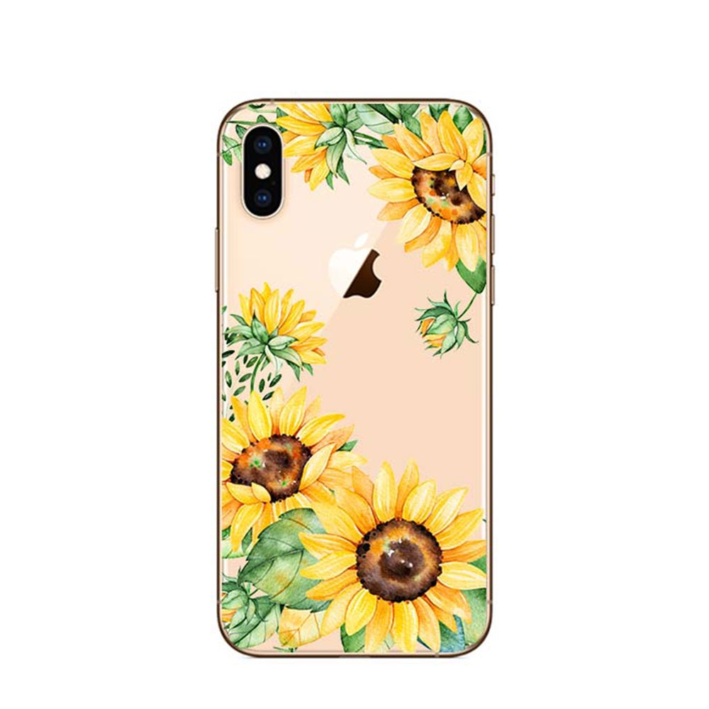 Image of Apfelkiste © - iPhone Xs / X Gummi Case Hülle Ultra Thin Sonnenblume - Transparent bei Apfelkiste.ch