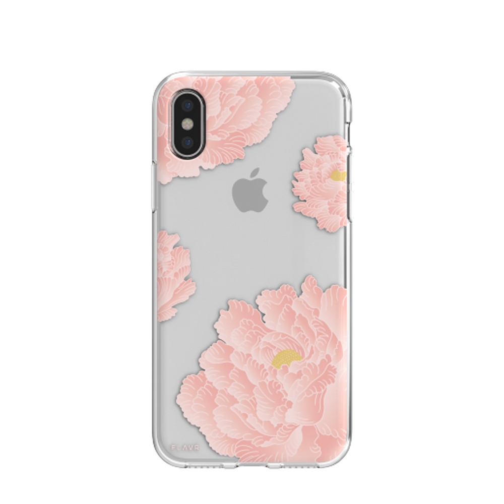 Image of FLAVR - iPhone Xs / X Gummi Hülle iPlate Real Flower Pink Peonies - Transparent bei Apfelkiste.ch