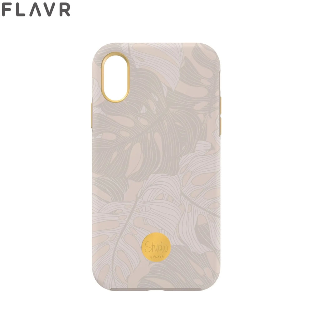 iPhone Xr Hülle Hardcase + TPU Bumper Studio Powder Leaves (33170) - Beige (Rosa)