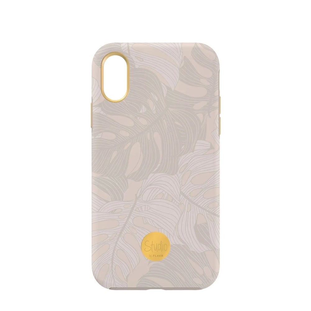 Image of FLAVR - iPhone Xr Hülle Hardcase + TPU Bumper Studio Powder Leaves (33170) - Beige (Rosa) bei Apfelkiste.ch