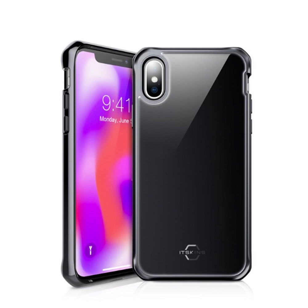 Image of ITSkins - iPhone Xs / X Hybrid Glass Schutz Hardcase Hülle (Fallschutz 2 Meter) - Schwarz bei Apfelkiste.ch