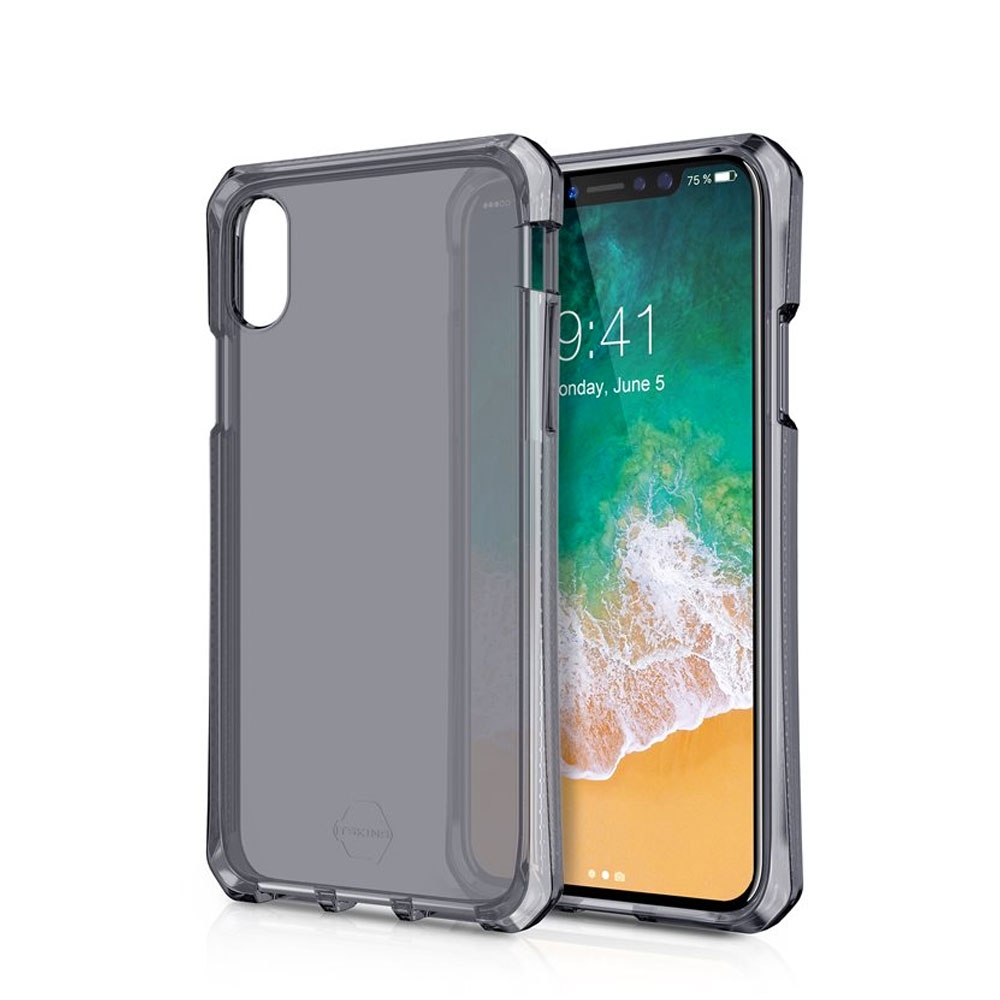 Image of ITSkins - iPhone Xs / X Spectrum Clear Schutz Gummi Hülle (Fallschutz 2 Meter) - Transparent /Schwarz bei Apfelkiste.ch