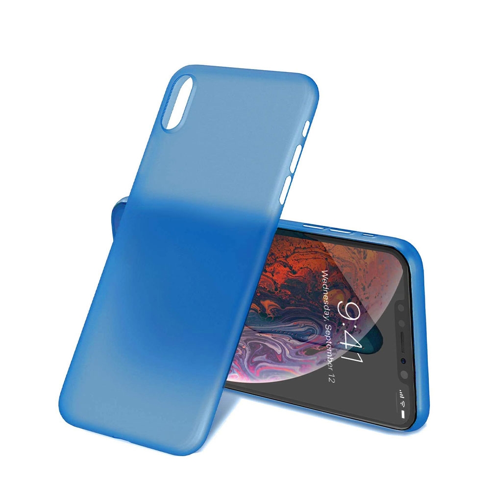 Image of Apfelkiste © - iPhone Xs Max Kunststoff Hülle Case Ultra Thin 0.45 mm - Blau / Transparent (Matt) bei Apfelkiste.ch