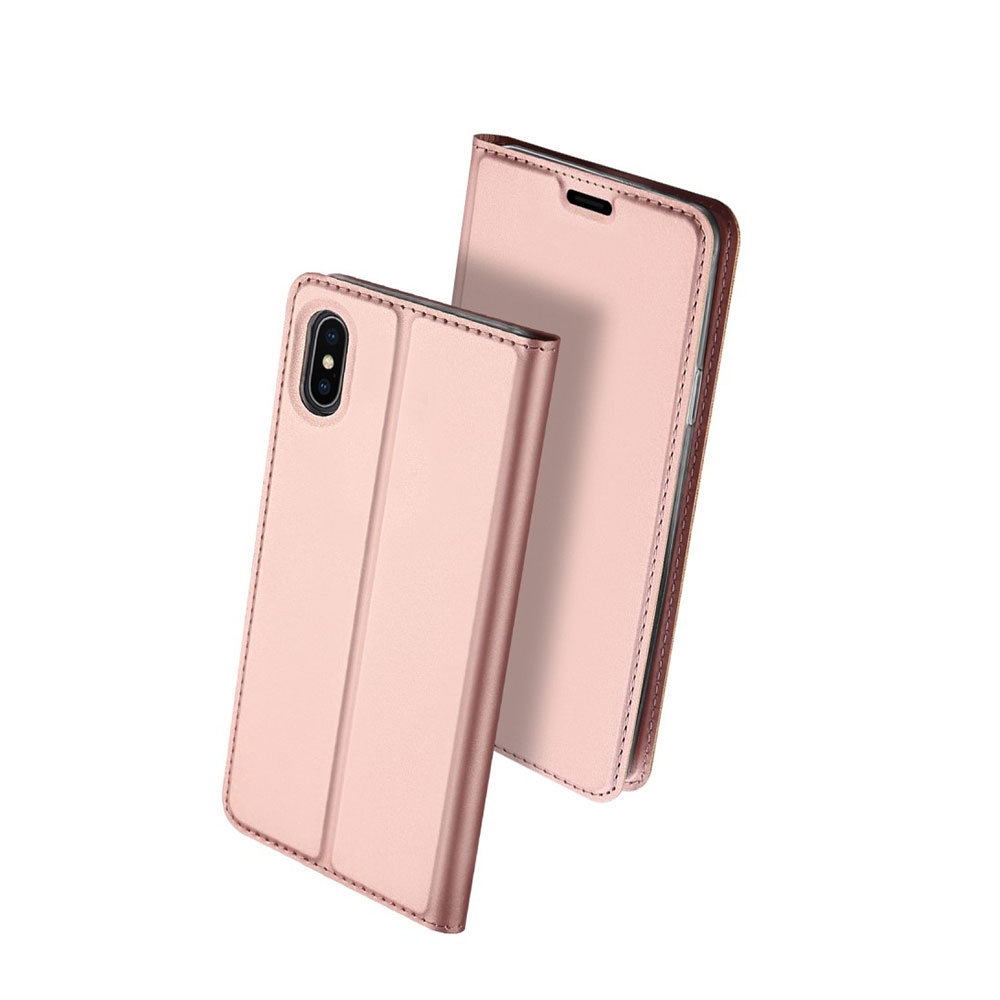 Image of Dux Ducis - iPhone Xs Max Flip Wallet Cover Leder Tasche - Roségold bei Apfelkiste.ch