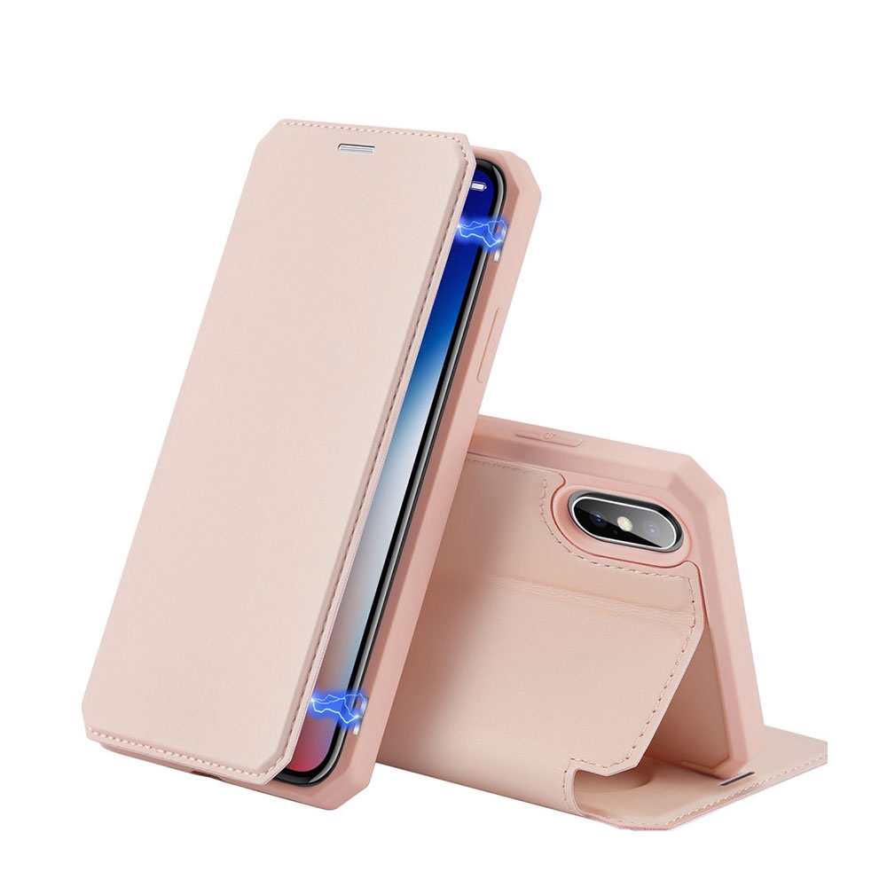 Image of Dux Ducis - iPhone Xs Max Magnet Flip Wallet Cover Leder Tasche - Rosa bei Apfelkiste.ch