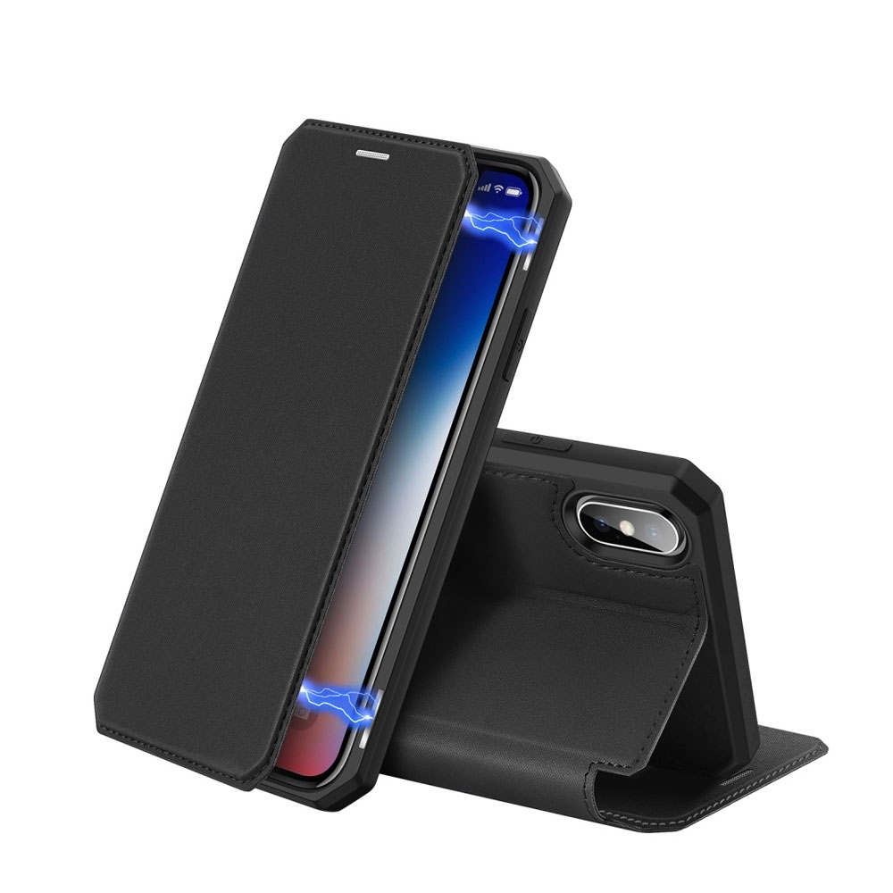 Image of Dux Ducis - iPhone Xs Max Magnet Flip Wallet Cover Leder Tasche - Schwarz bei Apfelkiste.ch