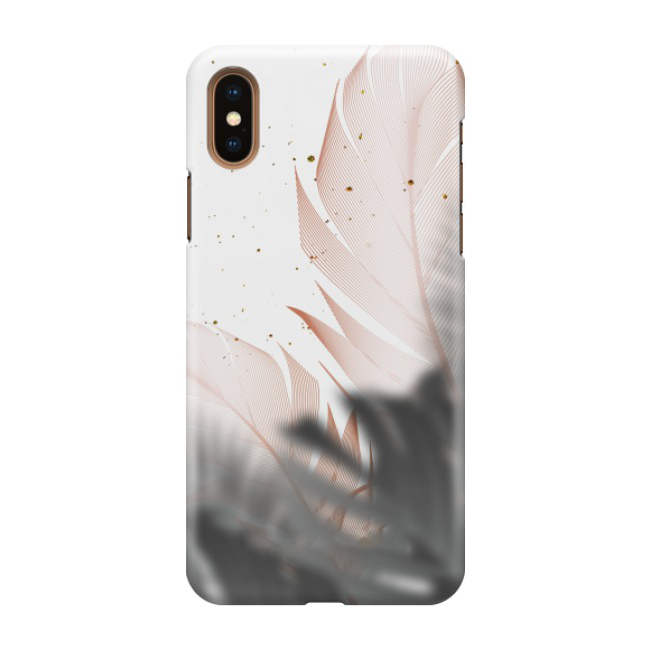 Image of iPhone Xs Max Hardcase Schutzhülle Feder Design - Grau / Roségold bei Apfelkiste.ch