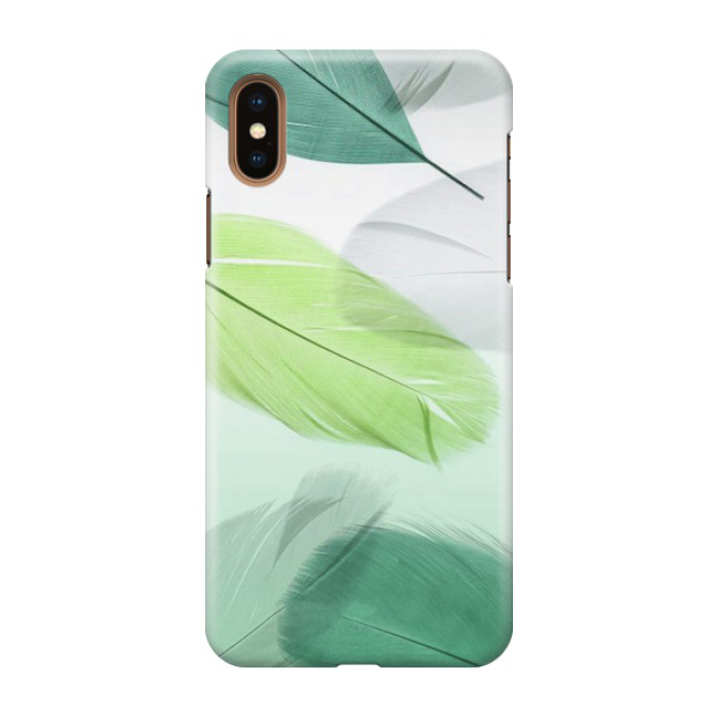 iPhone Xs Max Hardcase Schutzhülle Federn - Grün / Weiss
