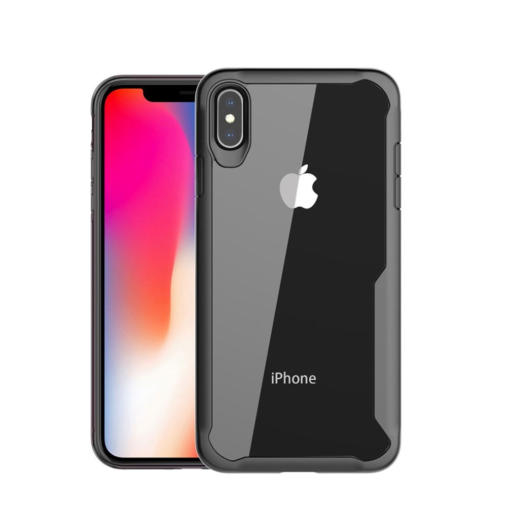 Image of iPhone Xs Max Hybrid TPU Bumper Case Hülle Air Cushion Fallschutz - Schwarz / Transparent bei Apfelkiste.ch