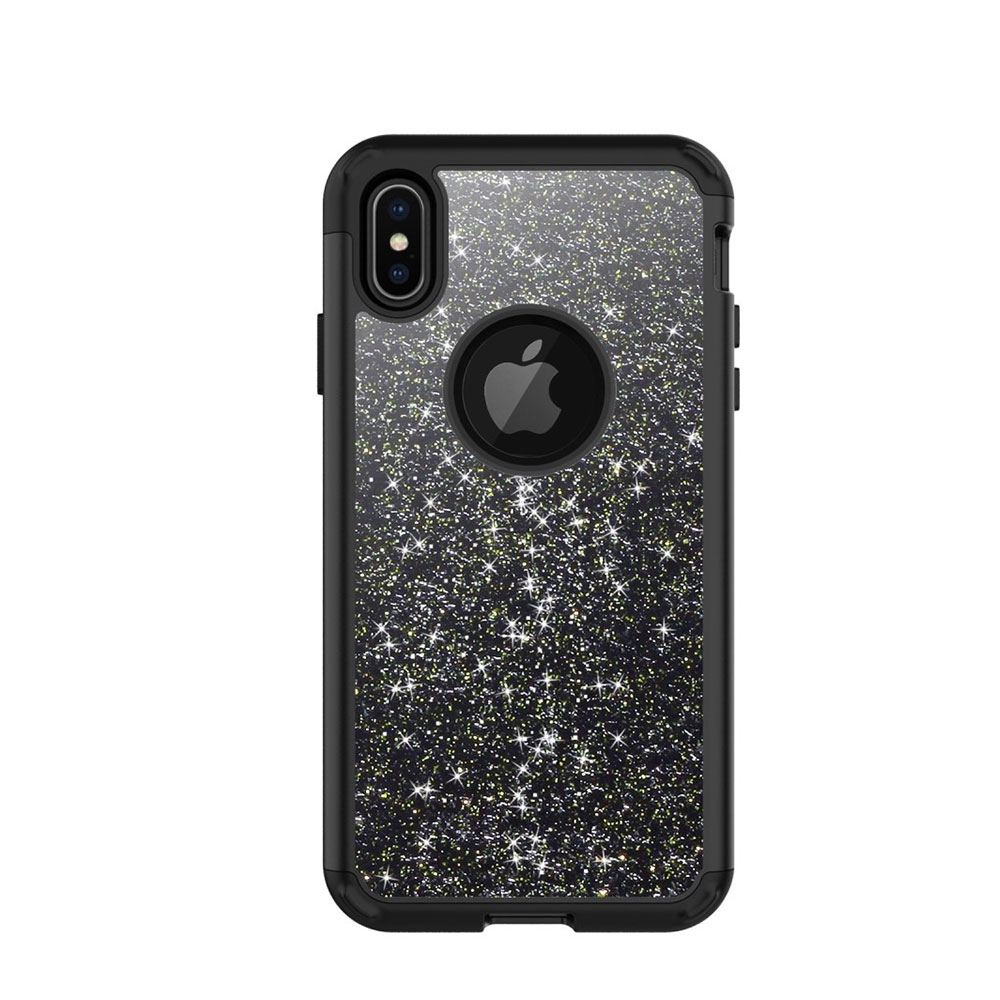 iPhone Xs Max Schutzhülle Outdoor Hybrid Silikon Glitzer Hardcase Shock Proof - Schwarz