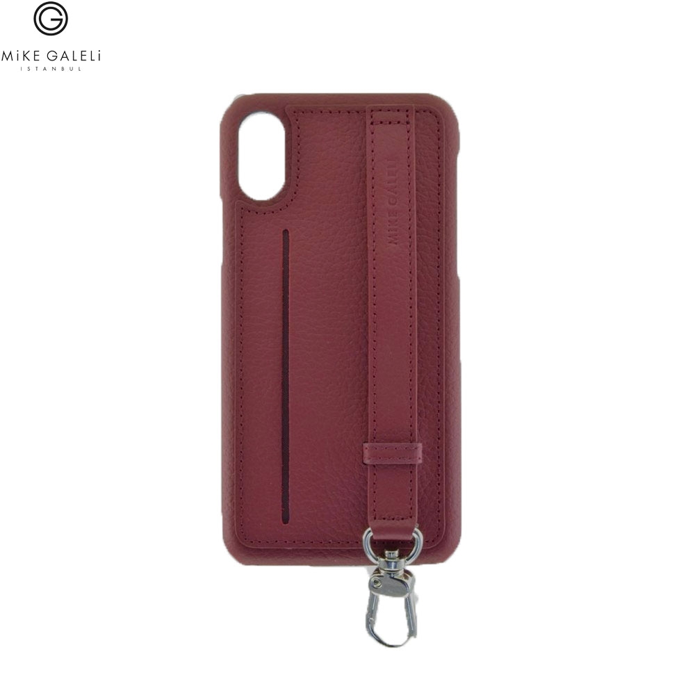 iPhone Xs / X Echtleder Hülle Back Case mit Handschlaufe und Kartenfach (JESSEIPX-M02) - Rot
