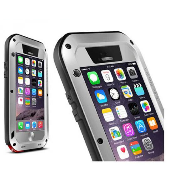Image of LOVE MEI - iPhone 6 / 6S Silikon Metall Outdoor Case + Gorilla Glas - Silber bei Apfelkiste.ch