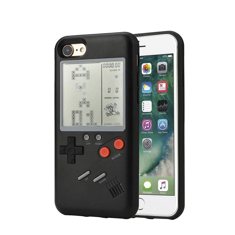 iPhone 6 / 6S Hardcase Hülle mit integrierter Spiele-Konsole und verschiedenen Retro-Spielen - Schwarz