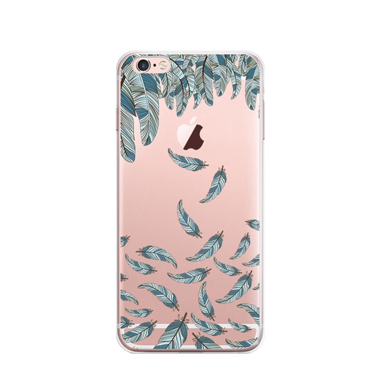 Image of Apfelkiste © - iPhone SE (2022/2020) / 8 / 7 / 6S Gummi Case Hülle Ultra Thin Blaue Federn - Transparent bei Apfelkiste.ch