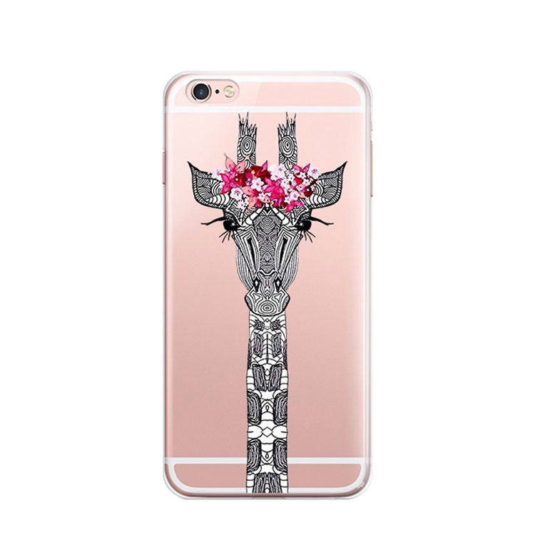 Image of Apfelkiste © - iPhone SE (2022/2020) / 8 / 7 / 6S Gummi Case Hülle Ultra Thin Flower Giraffe - Transparent bei Apfelkiste.ch