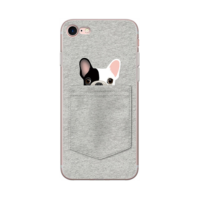 Image of Apfelkiste © - iPhone SE (2022/2020) / 8 / 7 / 6S Gummi Case Hülle Ultra Thin Jeans Dog - Grau bei Apfelkiste.ch