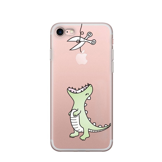 Image of Apfelkiste © - iPhone 8 / 7 / 6S / 6 Gummi Case Hülle Ultra Thin Lustiger Dino - Transparent bei Apfelkiste.ch