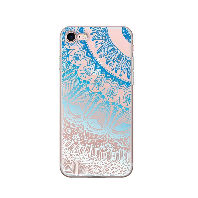 Image of Apfelkiste © - iPhone SE (2022/2020) / 8 / 7 / 6S Gummi Case Hülle Ultra Thin Mandala - Transparent / Blau bei Apfelkiste.ch
