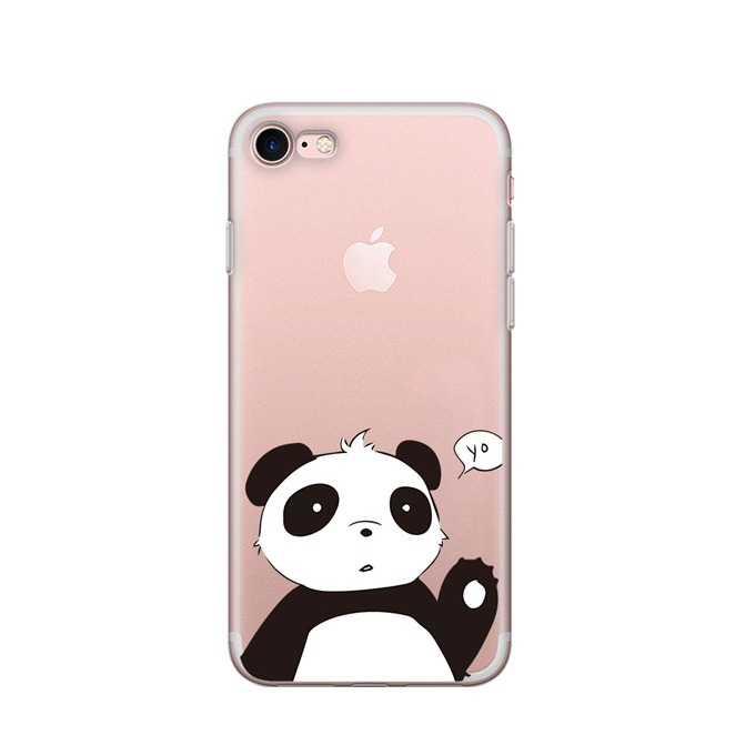 Image of Apfelkiste © - iPhone SE (2022/2020) / 8 / 7 / 6S Gummi Case Hülle Ultra Thin Pandabär - Transparent bei Apfelkiste.ch