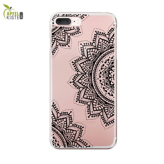 © - iPhone 8 Plus / 7 Plus / 6S Plus / 6 Plus Gummi Case Hülle Ultra Thin Henna Mandala - Transparent / Schwarz