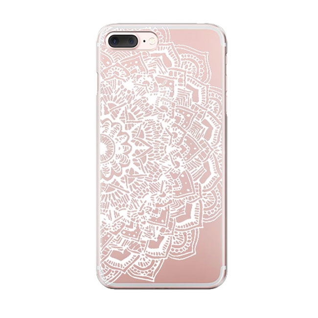 Image of Apfelkiste © - iPhone 8 Plus / 7 Plus / 6S Plus / 6 Plus Gummi Case Hülle Ultra Thin Henna Mandala - Transparent / Weiss bei Apfelkiste.ch