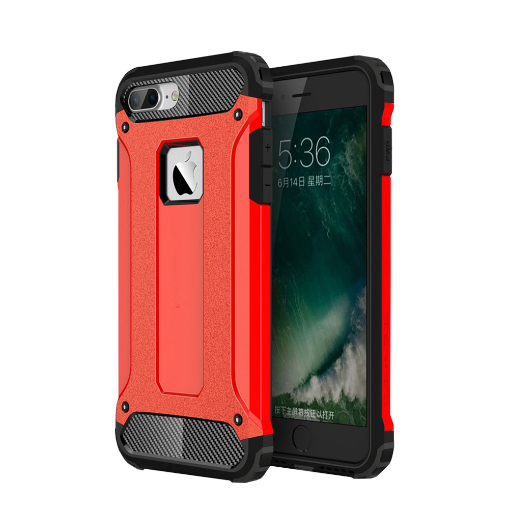 Image of iPhone 8 Plus / 7 Plus Hybrid Hardcase Hülle Slim Design - Rot / Schwarz bei Apfelkiste.ch