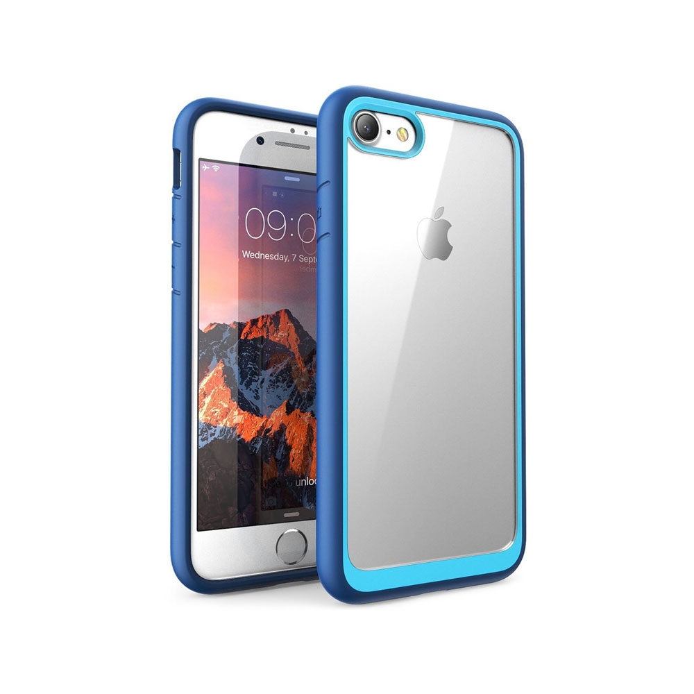 iPhone SE (2020) / 8 / 7 TPU Bumper Hardcase Hülle - Transparent / Blau