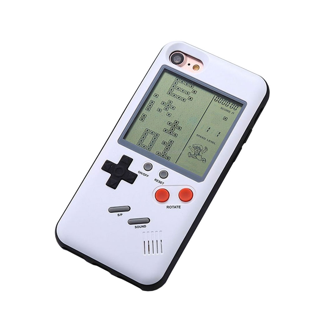Image of iPhone SE (2022/2020) / 8 / 7 Hardcase Hülle mit integrierter Spiele-Konsole und verschiedenen Retro-Spielen - Weiss bei Apfelkiste.ch