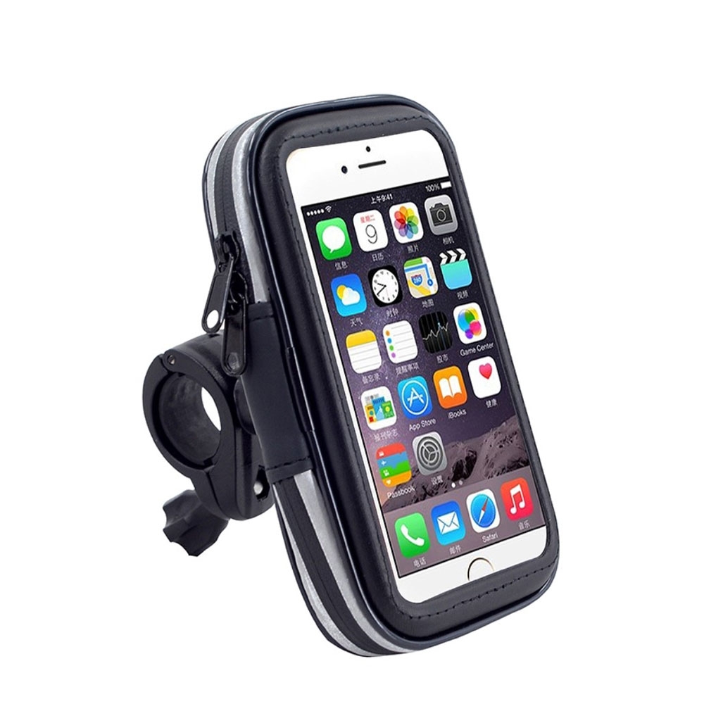 Image of iPhone SE (2022/2020) / 8 / 7 / 6S Schutz Tasche (Spritzwassergeschützt) + Fahrrad Velo Halterung - Schwarz bei Apfelkiste.ch