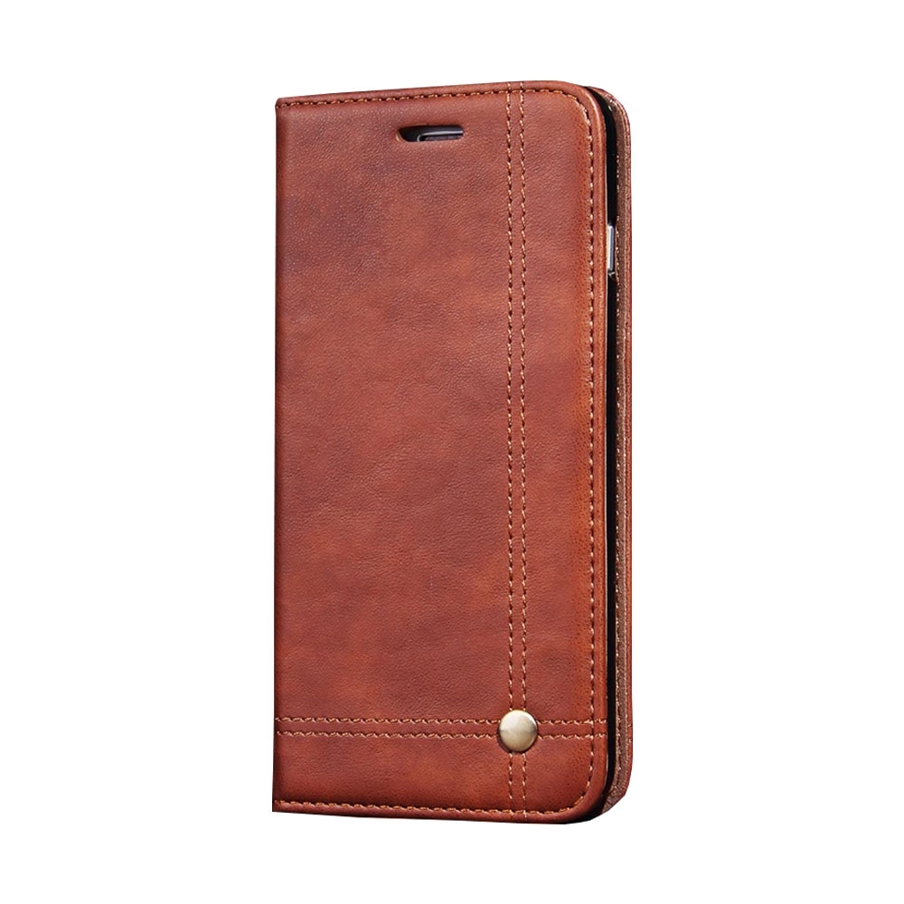 iPhone Xs / X Leder Tasche Flipcover Retro Wallet mit Kartenfach - Dunkelbraun