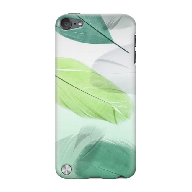 iPod Touch 5 Hardcase Schutzhülle Federn - Grün / Weiss